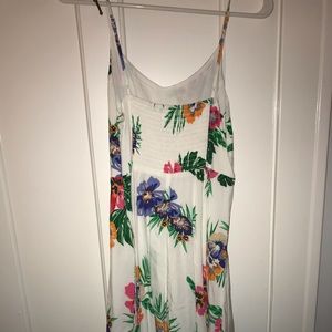 Floral pattern white mini dress